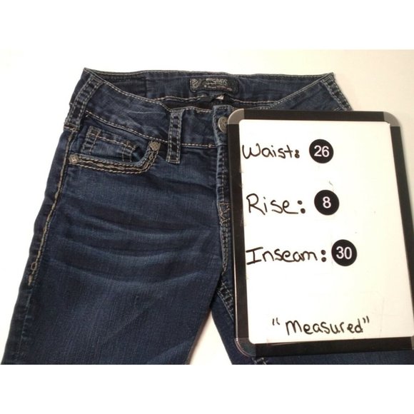 Silver Suki Jeans Womens 26x32 Slim Straight Dark Wash (26x30) - Picture 3 of 5